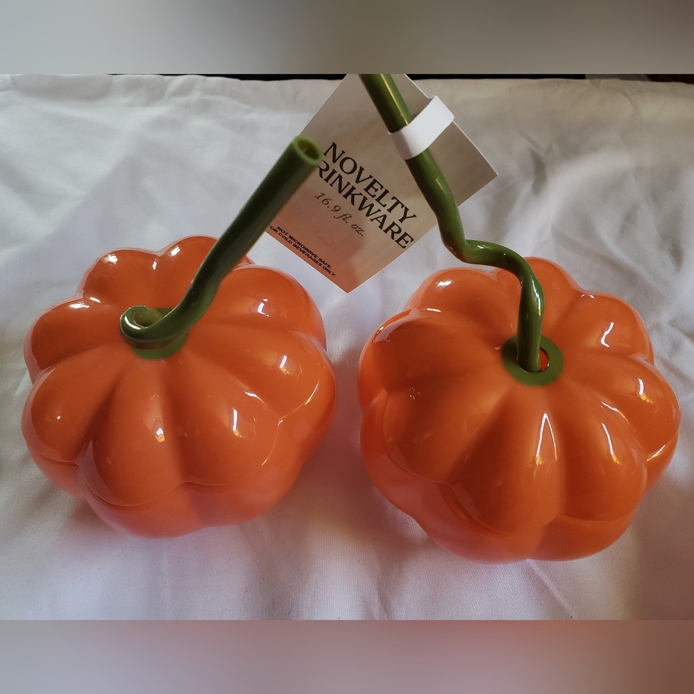 3 For $9 - Orange Pumpkin Drinkware Set Of 2